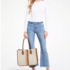 MICHAEL KORS  HEIDI TWO TONE CANVAS TOTE BAG NWT